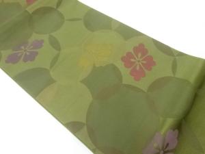 川島織物製　花菱模様織出し袋帯